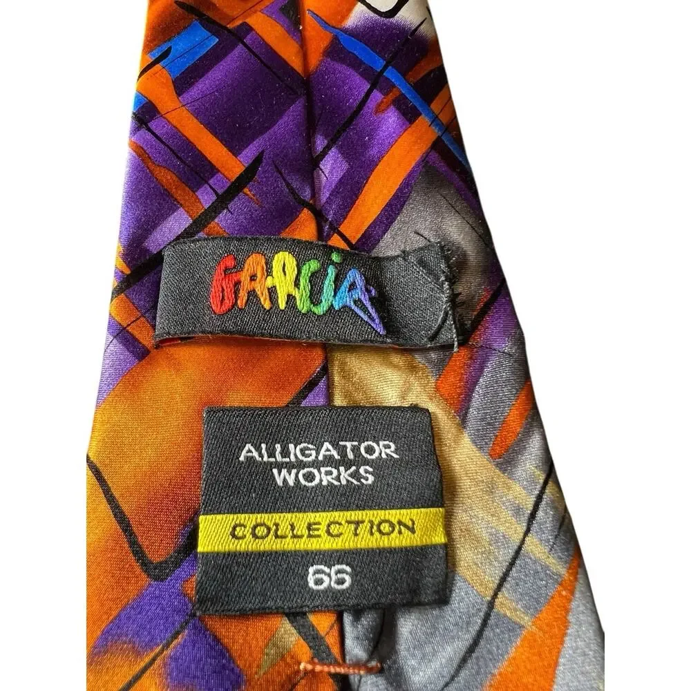 J. GARCIA Men's 100%‎ Silk Tie ~ Orange ~ Alligator Works ~ Collection #66